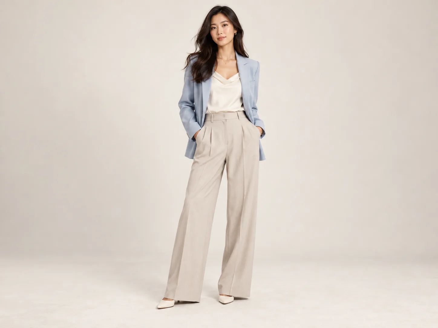 Model wearing the VEROYA Avery Tailored Set
